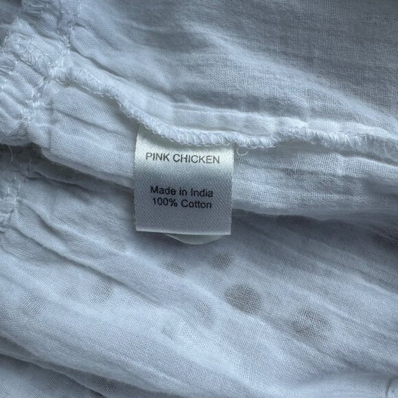 PINK CHICKEN White Eyelet Dress Girls 6 Boho Tiered Lace Summer Fringe Trim - Picture 6 of 6